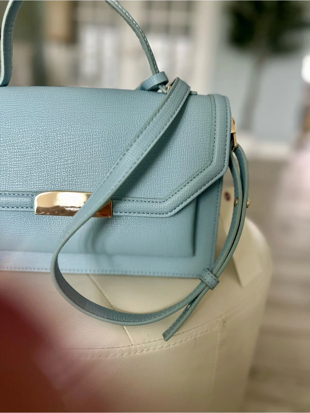 Ted Baker Light Blue Top-Handle Satchel with Gold Hardware